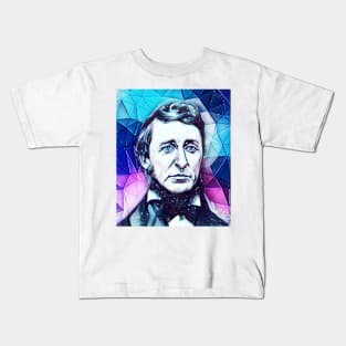 Henry David Thoreau Snowy Portrait | Henry David Thoreau Artwork 5 Kids T-Shirt